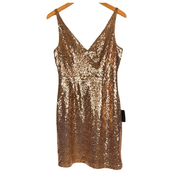 Lulus Champagne Showers Rose Gold Sequin Bodycon Dress NWT - Picture 3 of 9